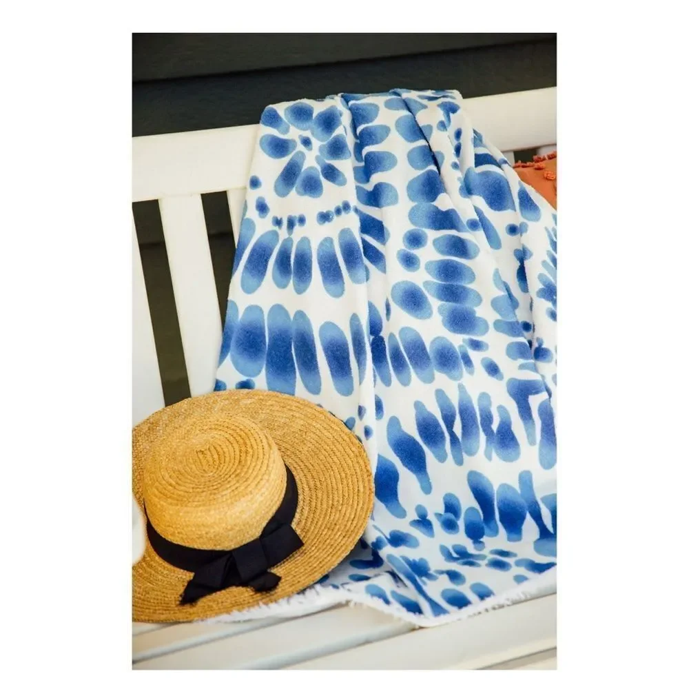 Enchante Home Indigo Cotton Turkish Beach Towel